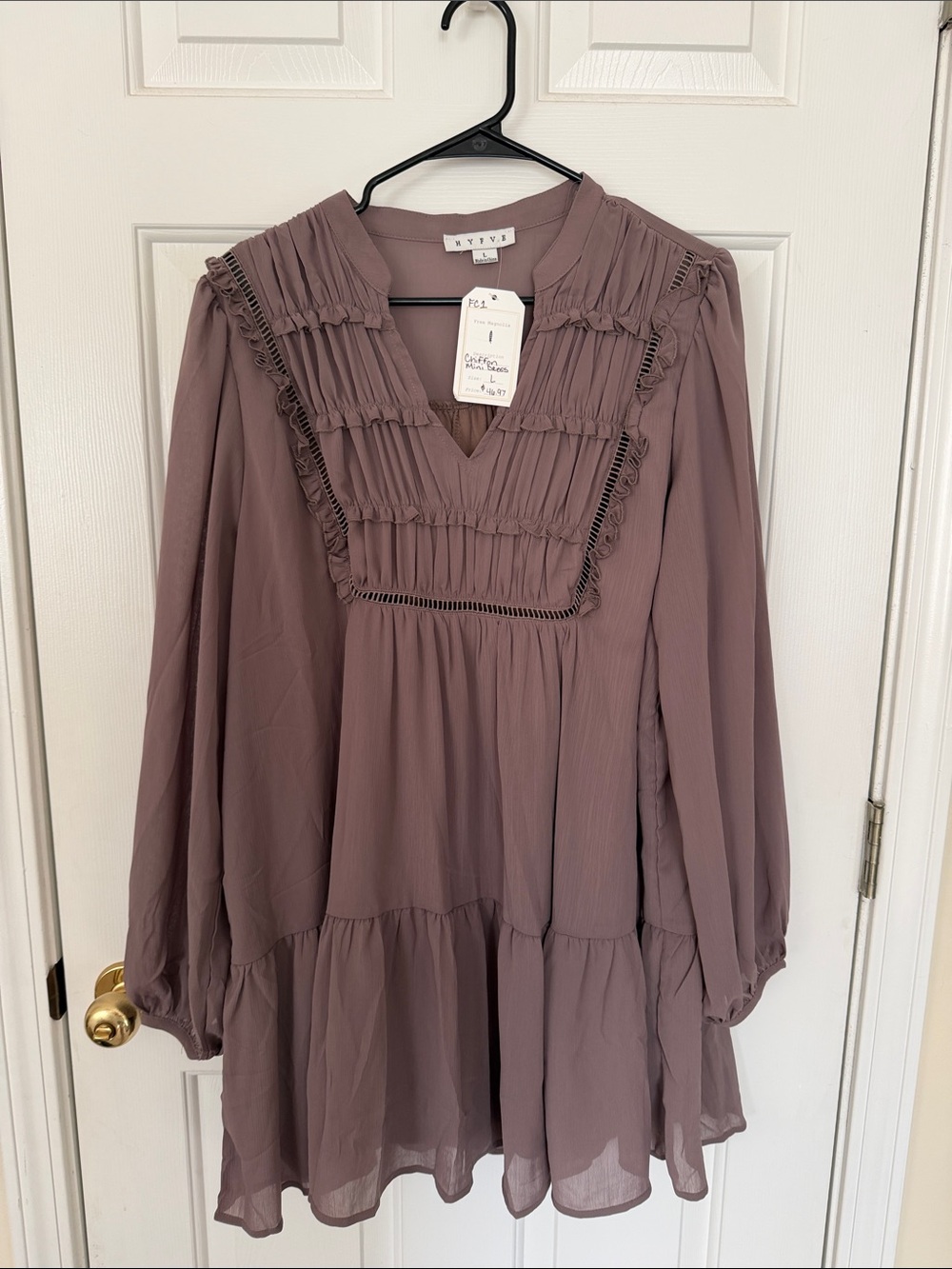 HYFVE Mauve Tiered Ruffle Mini Dress